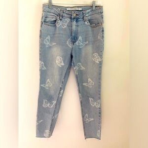 Tinseltown Light Blue Butterfly 🦋 Print High Rise Blue Jeans Juniors Size 9